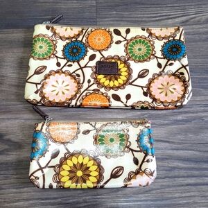 Fossil Key Per Coated Floral Cosmetic Travel Jewelry Make Up Pouch Coin Purse